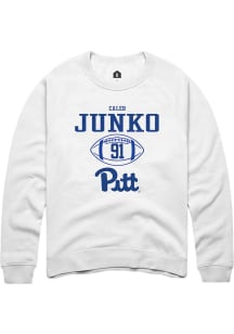 Caleb Junko  Rally Pitt Panthers Mens White NIL Sport Icon Long Sleeve Crew Sweatshirt
