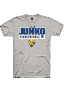 Caleb Junko  Pitt Panthers Ash Rally NIL Stacked Box Short Sleeve T Shirt
