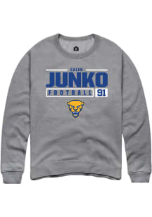 Caleb Junko  Rally Pitt Panthers Mens Graphite NIL Stacked Box Long Sleeve Crew Sweatshirt