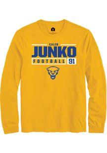 Caleb Junko  Pitt Panthers Gold Rally NIL Stacked Box Long Sleeve T Shirt