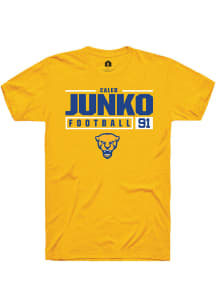 Caleb Junko  Pitt Panthers Gold Rally NIL Stacked Box Short Sleeve T Shirt