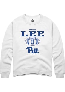 Censere Lee  Rally Pitt Panthers Mens White NIL Sport Icon Long Sleeve Crew Sweatshirt