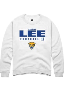 Censere Lee  Rally Pitt Panthers Mens White NIL Stacked Box Long Sleeve Crew Sweatshirt