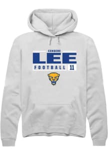 Censere Lee  Rally Pitt Panthers Mens White NIL Stacked Box Long Sleeve Hoodie