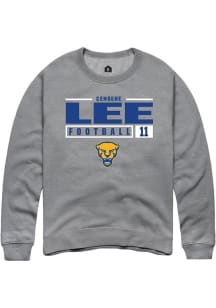 Censere Lee  Rally Pitt Panthers Mens Graphite NIL Stacked Box Long Sleeve Crew Sweatshirt