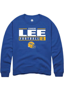 Censere Lee  Rally Pitt Panthers Mens Blue NIL Stacked Box Long Sleeve Crew Sweatshirt