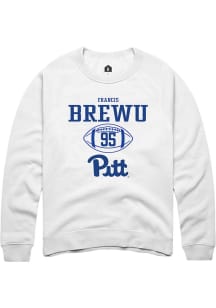 Francis Brewu  Rally Pitt Panthers Mens White NIL Sport Icon Long Sleeve Crew Sweatshirt