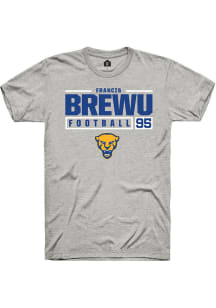Francis Brewu  Pitt Panthers Ash Rally NIL Stacked Box Short Sleeve T Shirt
