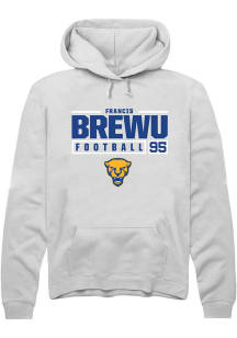 Francis Brewu  Rally Pitt Panthers Mens White NIL Stacked Box Long Sleeve Hoodie