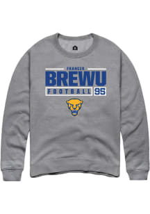 Francis Brewu  Rally Pitt Panthers Mens Graphite NIL Stacked Box Long Sleeve Crew Sweatshirt