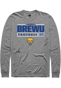 Francis Brewu  Pitt Panthers Graphite Rally NIL Stacked Box Long Sleeve T Shirt