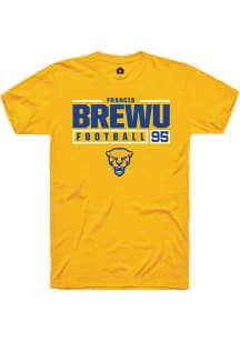 Francis Brewu  Pitt Panthers Gold Rally NIL Stacked Box Short Sleeve T Shirt
