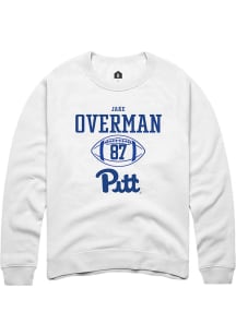 Jake Overman  Rally Pitt Panthers Mens White NIL Sport Icon Long Sleeve Crew Sweatshirt