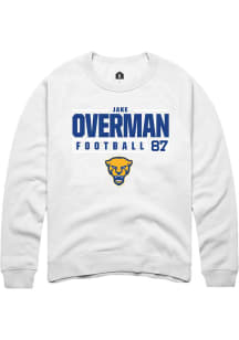 Jake Overman  Rally Pitt Panthers Mens White NIL Stacked Box Long Sleeve Crew Sweatshirt
