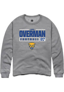 Jake Overman  Rally Pitt Panthers Mens Graphite NIL Stacked Box Long Sleeve Crew Sweatshirt
