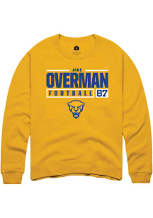 Jake Overman  Rally Pitt Panthers Mens Gold NIL Stacked Box Long Sleeve Crew Sweatshirt