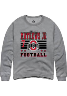 Jermaine Mathews Jr Ohio State Buckeyes Mens Grey Football NIL Striped Player Crew