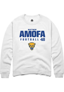 Matthew Amofa  Rally Pitt Panthers Mens White NIL Stacked Box Long Sleeve Crew Sweatshirt