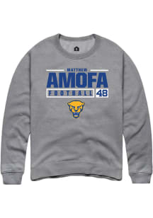 Matthew Amofa  Rally Pitt Panthers Mens Graphite NIL Stacked Box Long Sleeve Crew Sweatshirt