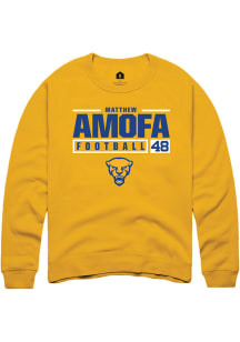 Matthew Amofa  Rally Pitt Panthers Mens Gold NIL Stacked Box Long Sleeve Crew Sweatshirt