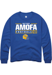 Matthew Amofa  Rally Pitt Panthers Mens Blue NIL Stacked Box Long Sleeve Crew Sweatshirt