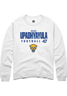 Nilay Upadhyayula  Rally Pitt Panthers Mens White NIL Stacked Box Long Sleeve Crew Sweatshirt