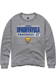 Nilay Upadhyayula  Rally Pitt Panthers Mens Graphite NIL Stacked Box Long Sleeve Crew Sweatshirt