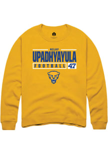 Nilay Upadhyayula  Rally Pitt Panthers Mens Gold NIL Stacked Box Long Sleeve Crew Sweatshirt