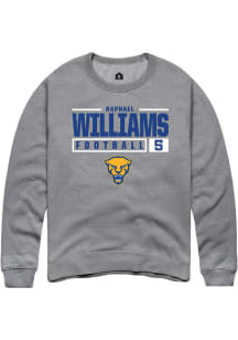 Raphael Williams  Rally Pitt Panthers Mens Graphite NIL Stacked Box Long Sleeve Crew Sweatshirt