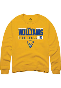 Raphael Williams  Rally Pitt Panthers Mens Gold NIL Stacked Box Long Sleeve Crew Sweatshirt