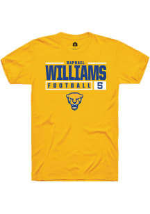 Raphael Williams  Pitt Panthers Gold Rally NIL Stacked Box Short Sleeve T Shirt