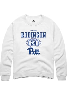 Tyreek Robinson  Rally Pitt Panthers Mens White NIL Sport Icon Long Sleeve Crew Sweatshirt