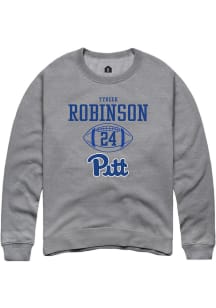 Tyreek Robinson  Rally Pitt Panthers Mens Graphite NIL Sport Icon Long Sleeve Crew Sweatshirt