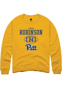 Tyreek Robinson  Rally Pitt Panthers Mens Gold NIL Sport Icon Long Sleeve Crew Sweatshirt