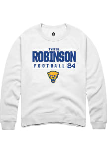 Tyreek Robinson  Rally Pitt Panthers Mens White NIL Stacked Box Long Sleeve Crew Sweatshirt
