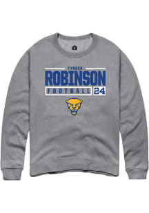 Tyreek Robinson  Rally Pitt Panthers Mens Graphite NIL Stacked Box Long Sleeve Crew Sweatshirt