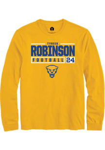Tyreek Robinson  Pitt Panthers Gold Rally NIL Stacked Box Long Sleeve T Shirt