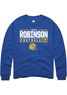 Tyreek Robinson  Rally Pitt Panthers Mens Blue NIL Stacked Box Long Sleeve Crew Sweatshirt