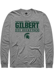 Dolan Gilbert  Michigan State Spartans Graphite Rally NIL Stacked Box Long Sleeve T Shirt