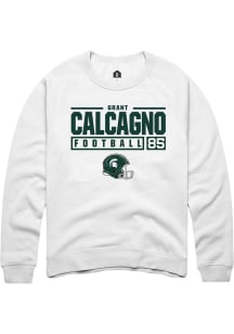Grant Calcagno  Rally Michigan State Spartans Mens White NIL Stacked Box Long Sleeve Crew Sweatshi..