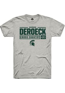 Hannah DeRoeck  Michigan State Spartans Ash Rally NIL Stacked Box Short Sleeve T Shirt