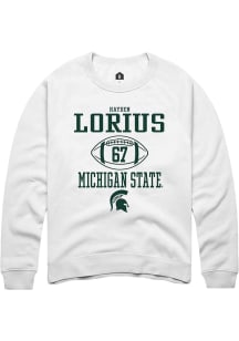 Hayden Lorius  Rally Michigan State Spartans Mens White NIL Sport Icon Long Sleeve Crew Sweatshirt