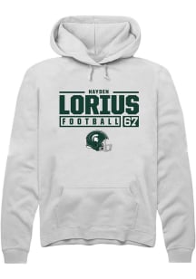 Hayden Lorius  Rally Michigan State Spartans Mens White NIL Stacked Box Long Sleeve Hoodie