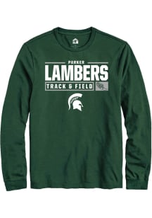 Parker Lambers  Michigan State Spartans Green Rally NIL Stacked Box Long Sleeve T Shirt