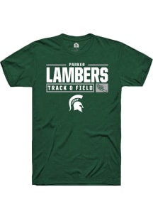 Parker Lambers  Michigan State Spartans Green Rally NIL Stacked Box Short Sleeve T Shirt