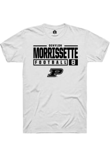 Denylon Morrissette  Purdue Boilermakers White Rally NIL Stacked Box Short Sleeve T Shirt