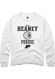Grace Heaney  Rally Purdue Boilermakers Mens White NIL Sport Icon Long Sleeve Crew Sweatshirt
