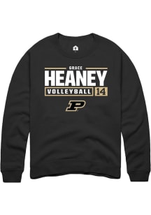 Grace Heaney  Rally Purdue Boilermakers Mens Black NIL Stacked Box Long Sleeve Crew Sweatshirt