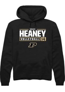 Grace Heaney  Rally Purdue Boilermakers Mens Black NIL Stacked Box Long Sleeve Hoodie