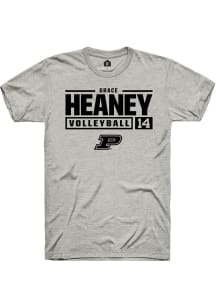 Grace Heaney  Purdue Boilermakers Ash Rally NIL Stacked Box Short Sleeve T Shirt